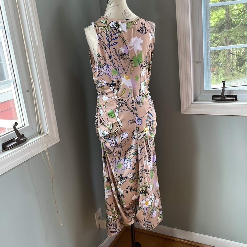Halogen Floral Print Midi Dress - Beige and Green - Picture 8 of 11